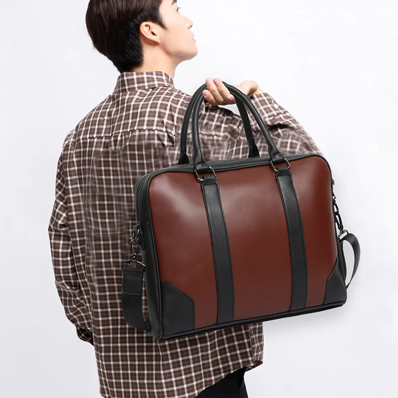 

Men's handbag pu Leather Large capacity Shoulder Bag Male Hand Luggage Bags Travel Man handbags weekender bag travel man