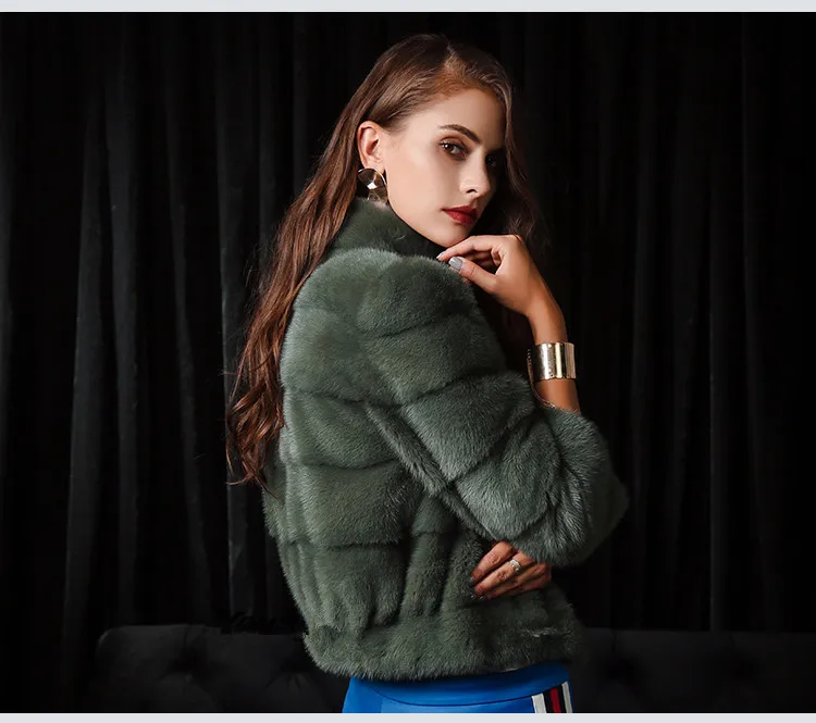 

Fur Mink Full Pelt Coat Women Luxury 100% Natural Real Fur Jacket Female Stand Collar Winter Short Outerwear B1602WYQ785