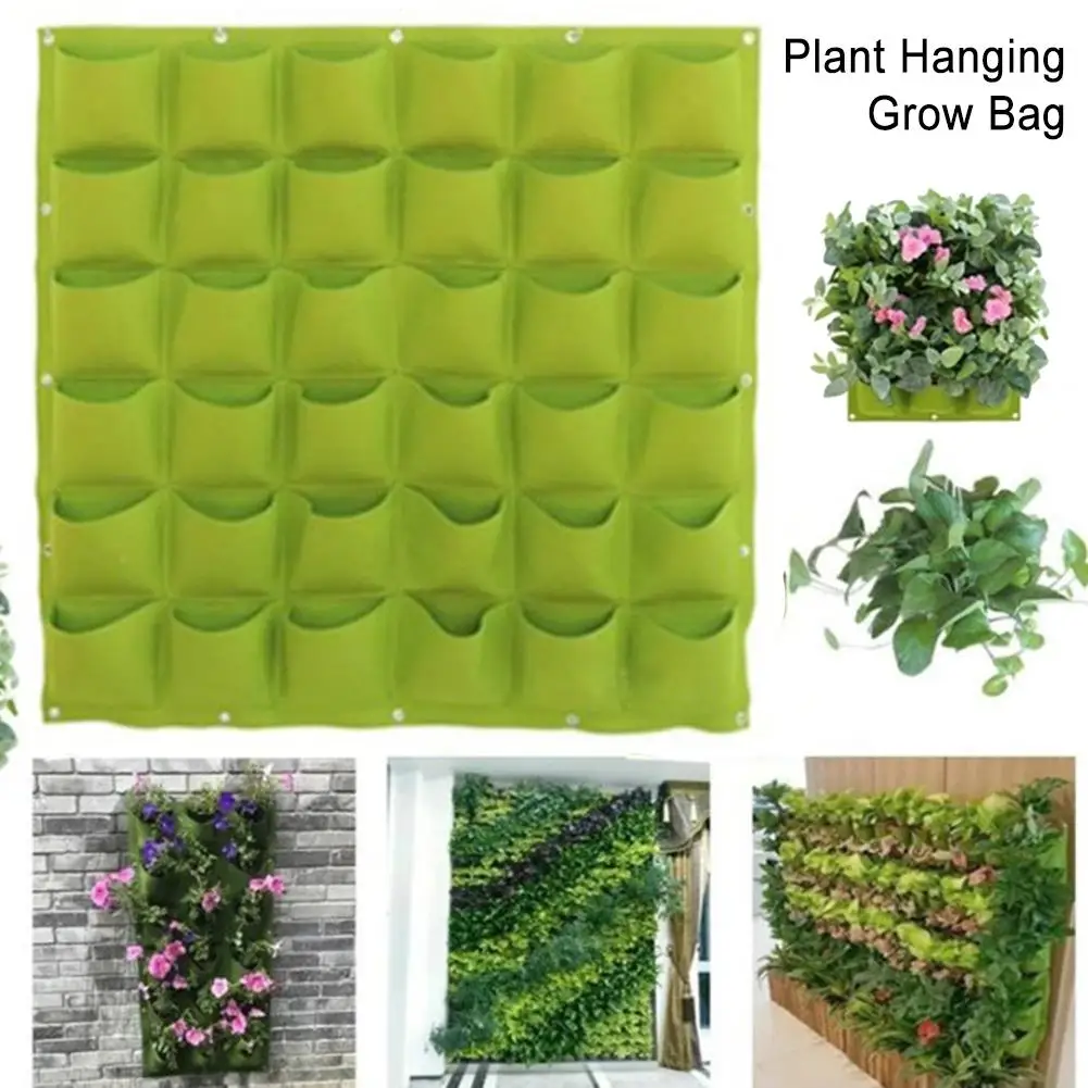 

Настенные мешки для посадки 9/18/25/36/49/56 карманов, зеленая сумка для выращивания растений, вертикальный садовый огород, принадлежности для жив...