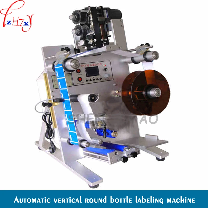 

1PC Semi-automatic Double-label Labeling Machine FH-130 Stickers Round Bottle Labeling Machine With Printer Marking Machine 220V