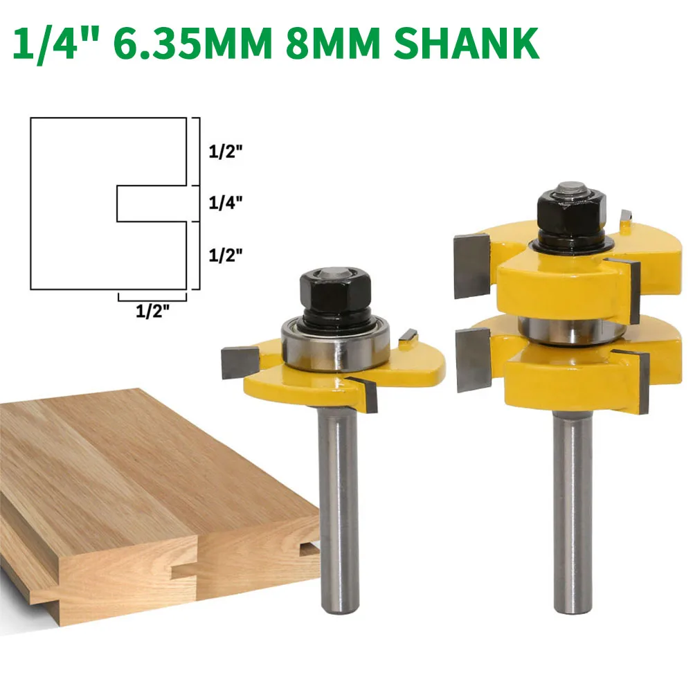 

2 шт./компл. 8 мм 1/4 "6,35 мм хвостовик фрезерный станок для резьбы по дереву язычок для протачивания пазов 1-1/4" фреза по дереву для соединения шип...