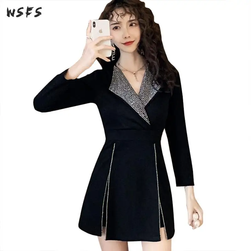 Комплект из 2 предметов осенние платья Черный Топ с длинным рукавом женское