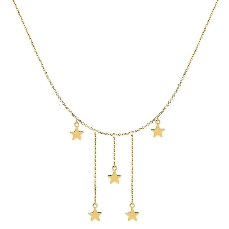 Ожерелье-чокер с маленькими звездами Модная тонкая цепочка из нержавеющей стали