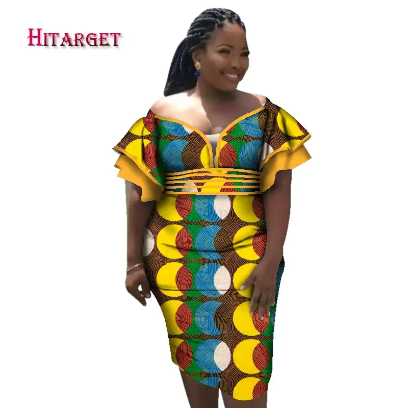 Модные сексуальные платья с Африканским восковым принтом для женщин V образным