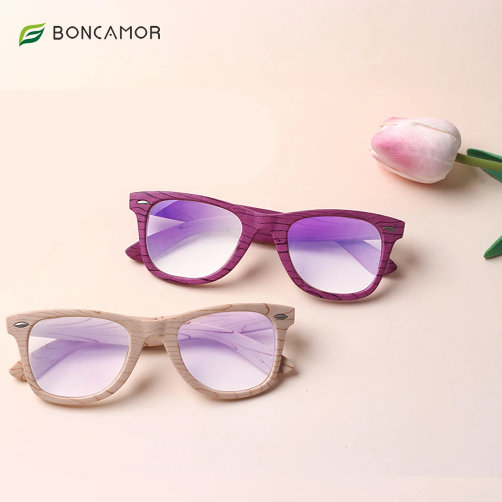 

BONCAMOR Readers White Stripe Bamboo Wood Design Classic Computer Glasses Computer Reading Glasses +0.5