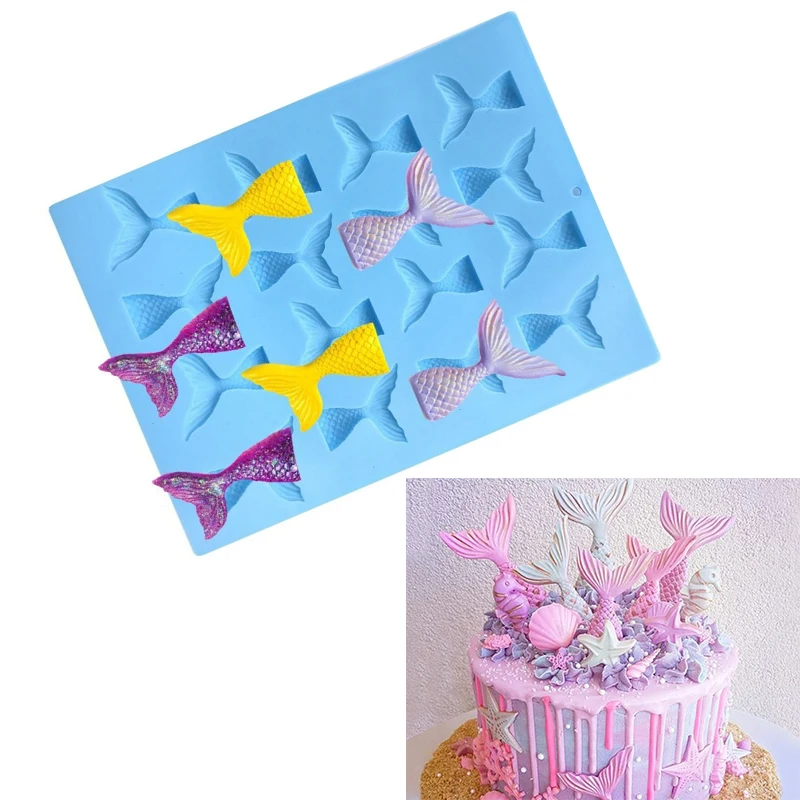 Мини форма хвост русалки 3D формы рыбий для помадки шоколадной глины конфет