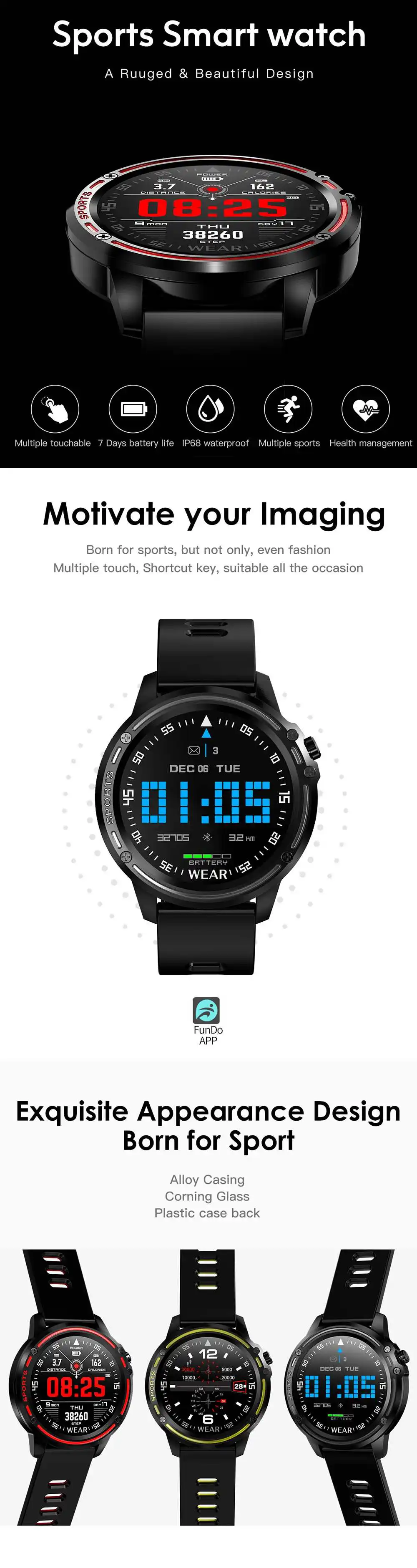 Bakeey L8 ECG+ PPG монитор кровяного давления O2 Смарт-часы погода толчок bluetooth Музыка Смарт Спорт носимые устройства