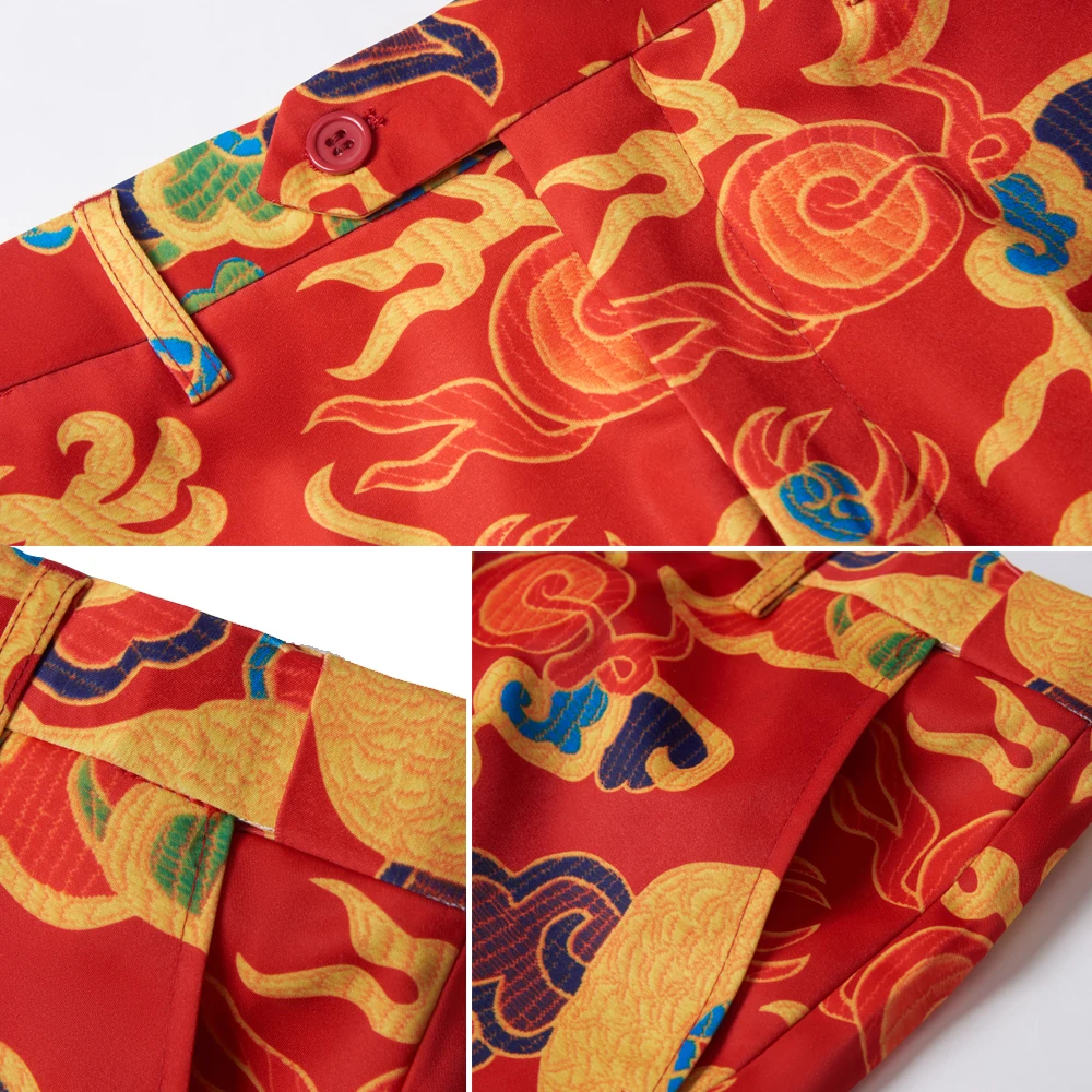 Новый костюм в китайском стиле с принтом красного дракона Мужская сценическая