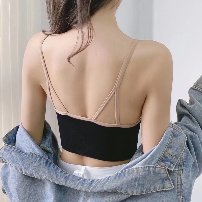 

Sexy Zipper Crop Tops Brassiere Women Camisole Lingerie Sleeveless Female Tank Top Sport Bra Slim Fit Bralette Tube Top