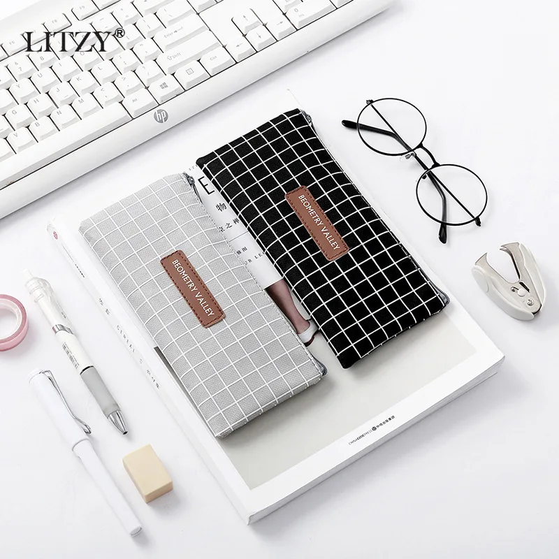 Тканевый чехол карандаш для школы милый Простой Чехол в полоску коробка ручек