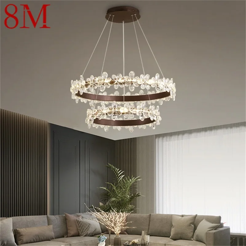 

8M Nordic Pendant Lights Gold Modern Luxury Crystal LED Lamp Fixture For Home Decoration