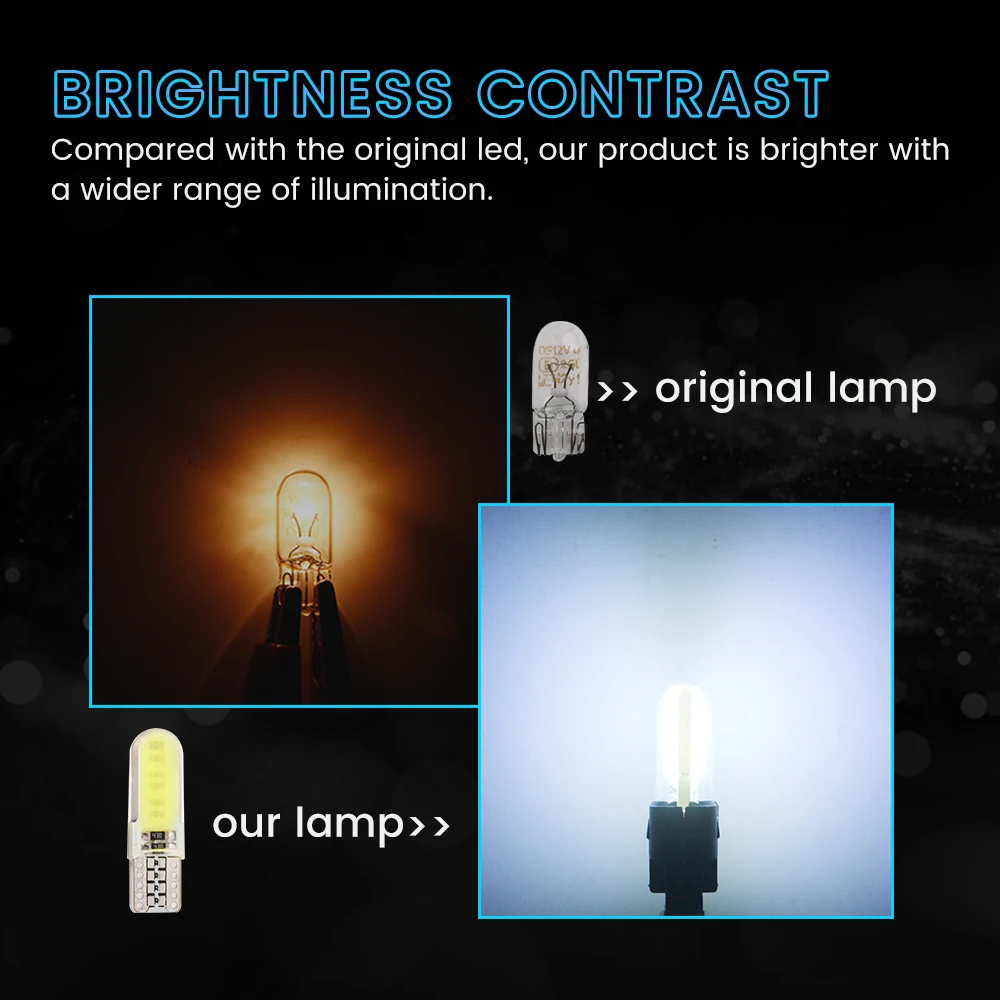 100 шт./лот T10 194 168 COB 12SMD SILICA W5W 12 Led лампа для чтения 12V DC Индикатор лампы