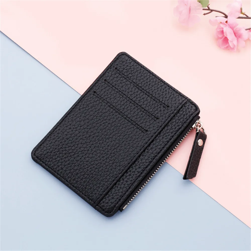 1pc Small Wallet Credit Multi-Card Holders Package Fashion Pu Function Zipper Ultra-Thin Organizer Case Student Women Coin Purse