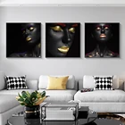 Плакаты и принты Blcak GIirls с золотыми пигментами, настенная Картина на холсте, настенные картины для гостиной, украшение Африканской женщины