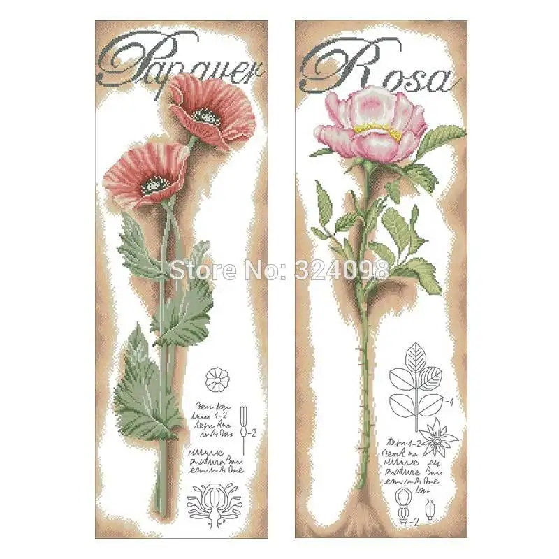 Узоры для вышивки крестом Красный мак розовые розы 11CT 14CT 18CT китайские наборы | Дом