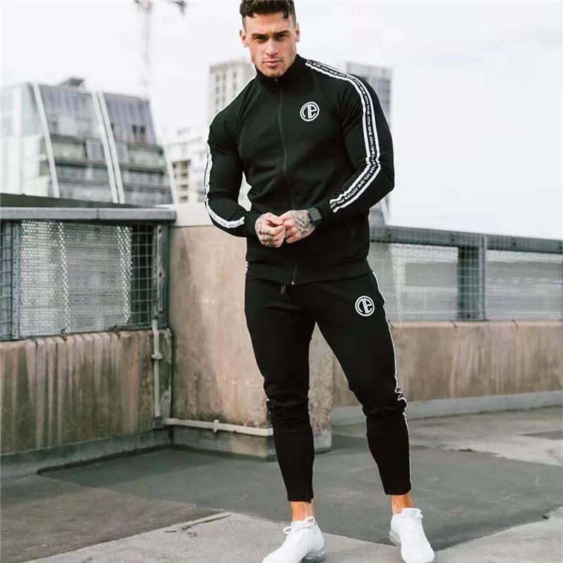 2019 спортивный костюм Мужская куртка для бодибилдинга брюки спортивные костюмы