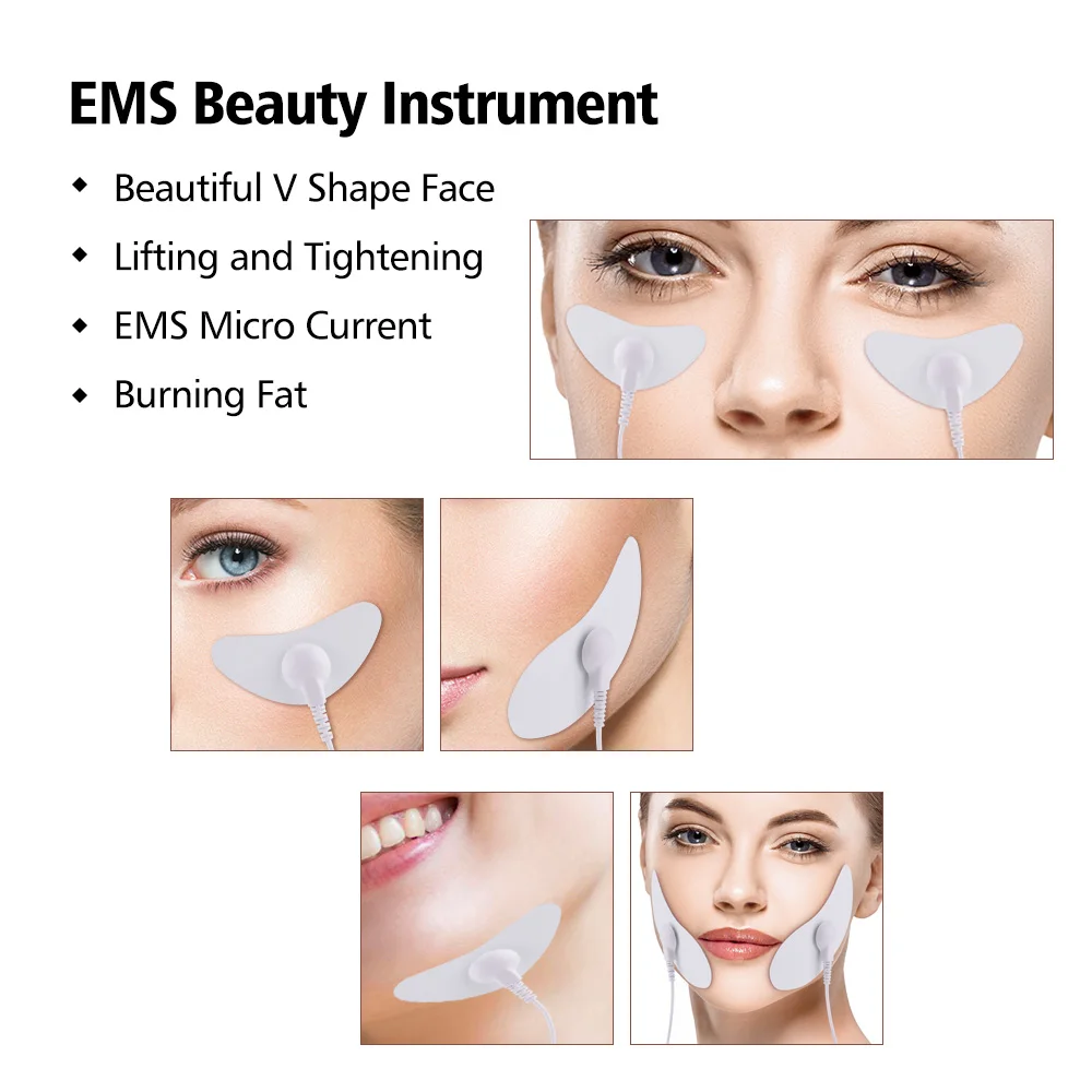 EMS Electric Slimming Face Pulse Massager Jaw Exerciser Facial Electronic Muscle Stimulation Electrode Face Cheek Patch Massager