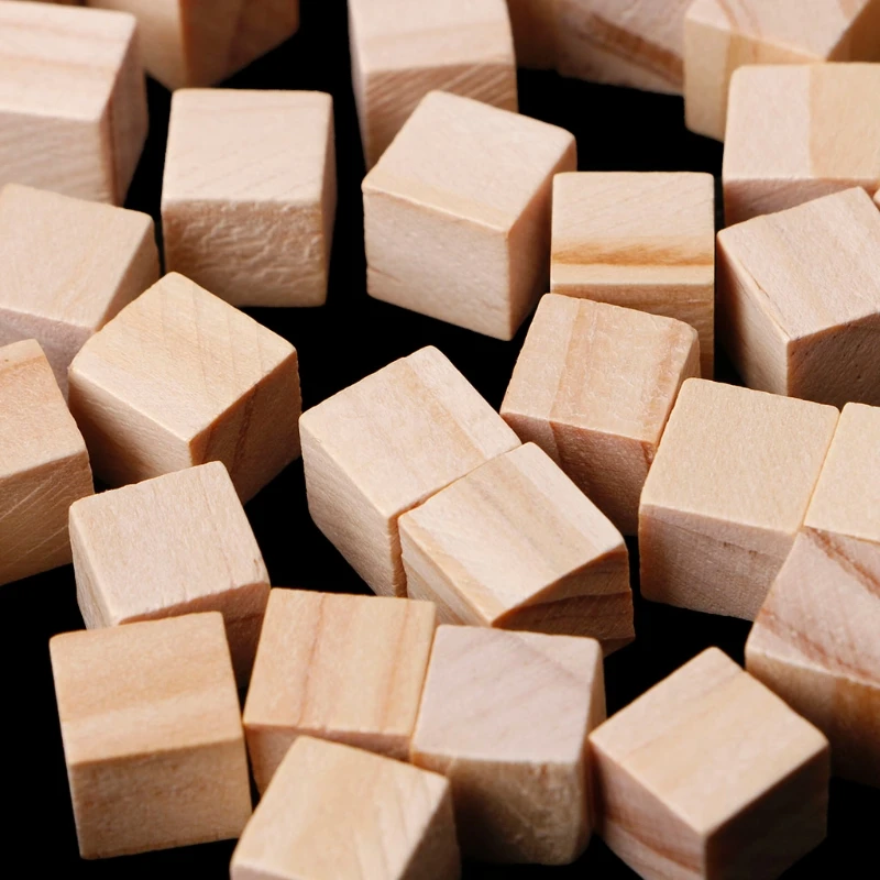 

10mm Wooden Square Blocks Mini Cubes Embellishment for Woodwork Craft DIY
