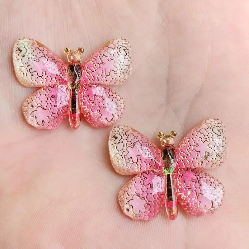 Новинка 10 шт. большие разноцветные бабочки из смолы стразы с плоской спинкой