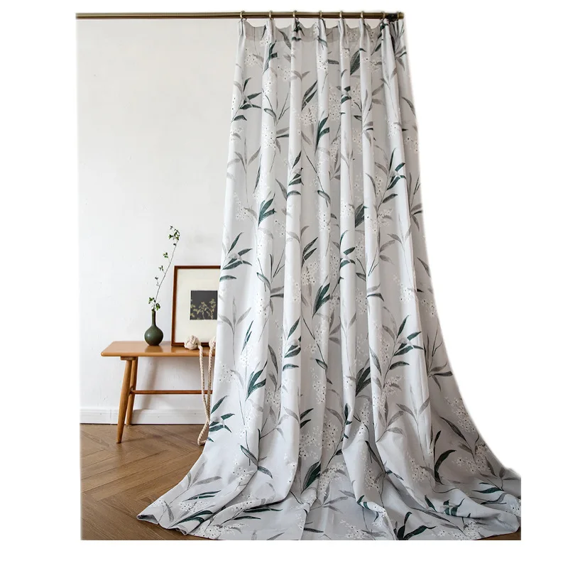 

Dark Green Bamboo New Chinese Curtains Rice Coffee Color Cotton and Linen Semi-shading for Living Room Bedroom Curtains Custom
