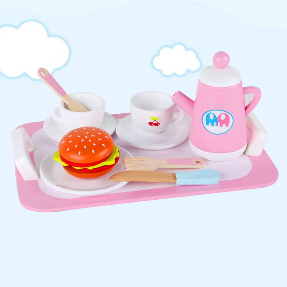

10pcs Wooden Simulation Afternoon Tea Set for Children Kids Toddlers