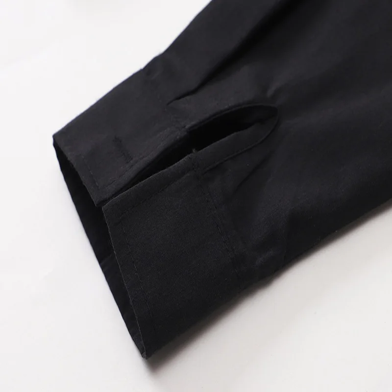 

Fashion Korean Black Ladies Shirt Long Sleeve Office Shirt Irregular Buttons Loose Leisure