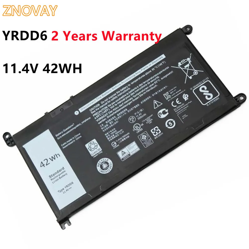

ZNOVAY YRDD6 Battery For Dell Inspiron 14 5585 3400 5488 5493 5593 P90F AKKU Batteria 11.4V 42WH