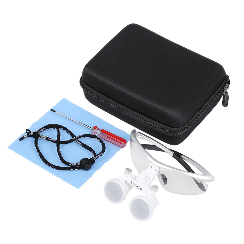 Стоматологические бинокулярные лупы 3.5X 420 мм зубная лупа оптическое стекло