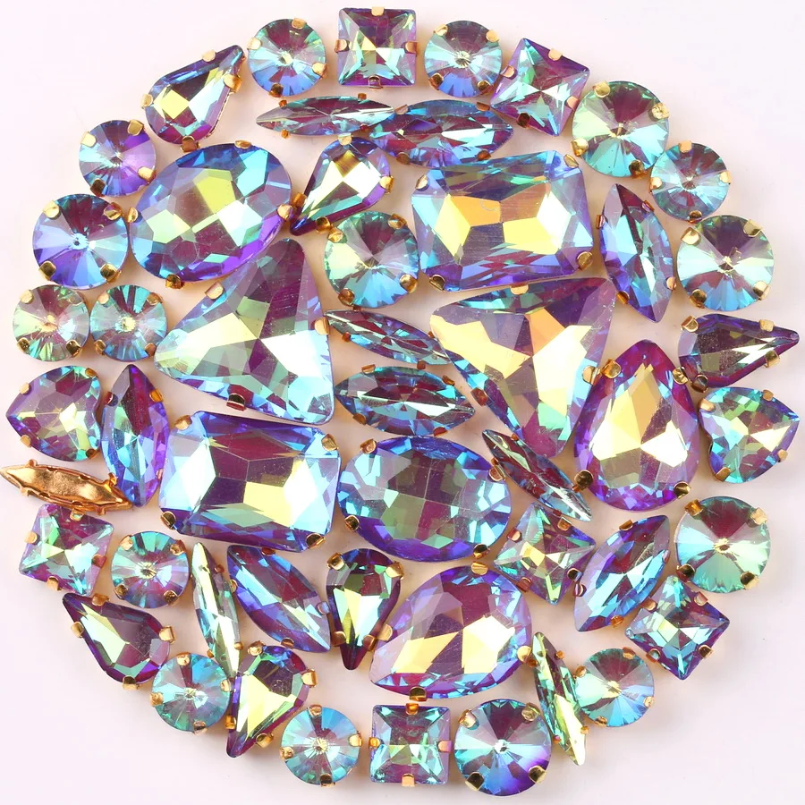 Набор золотых лапок 50 шт./пакет Микс желейные конфеты ЛТ аметист стекло AB