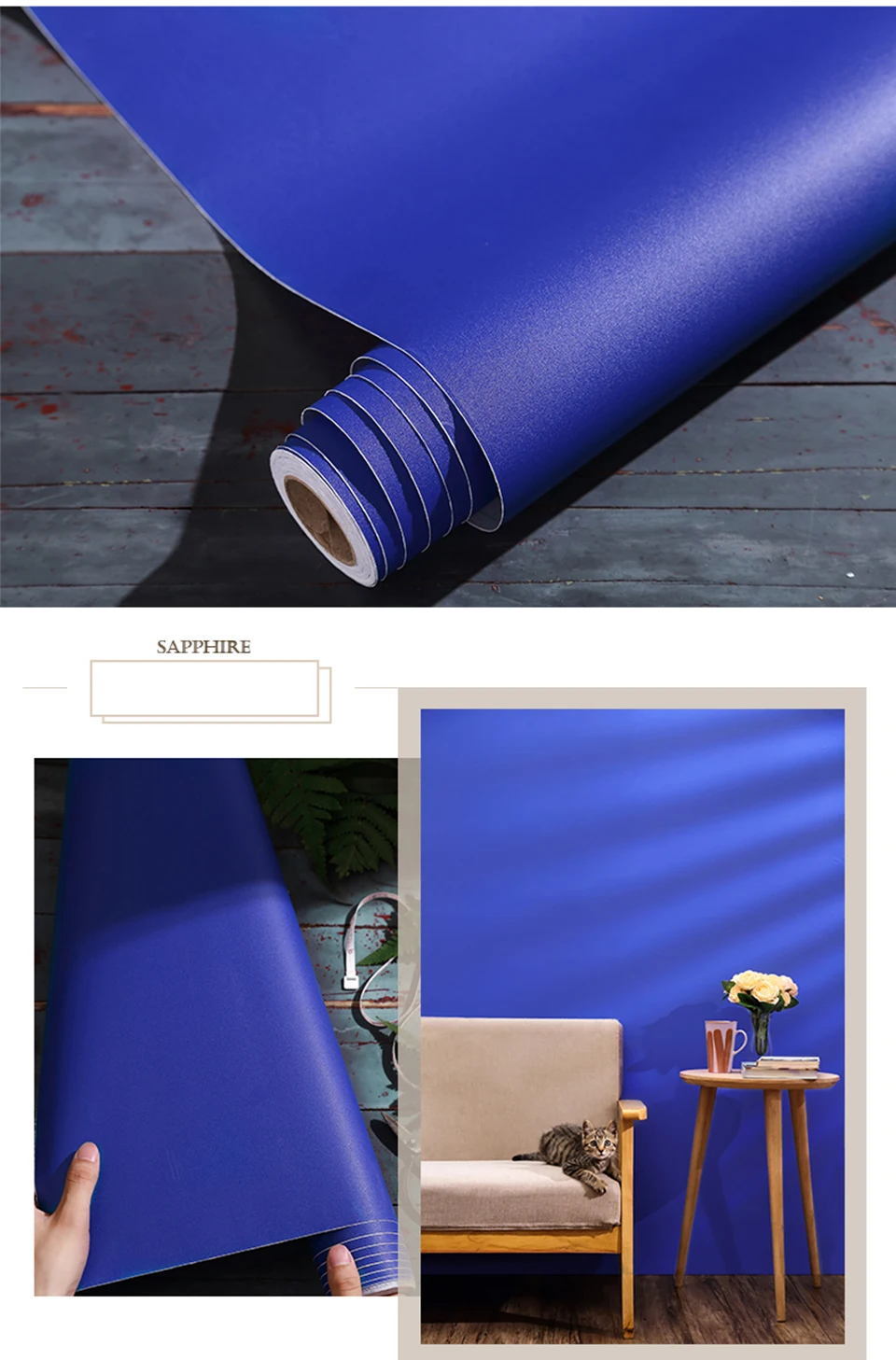 Vinyl PVC Self Adhesive Wallpaper Waterproof Furniture Renovation Cabinet Contact Paper Living Room DIY Wall Stickers Home Decor