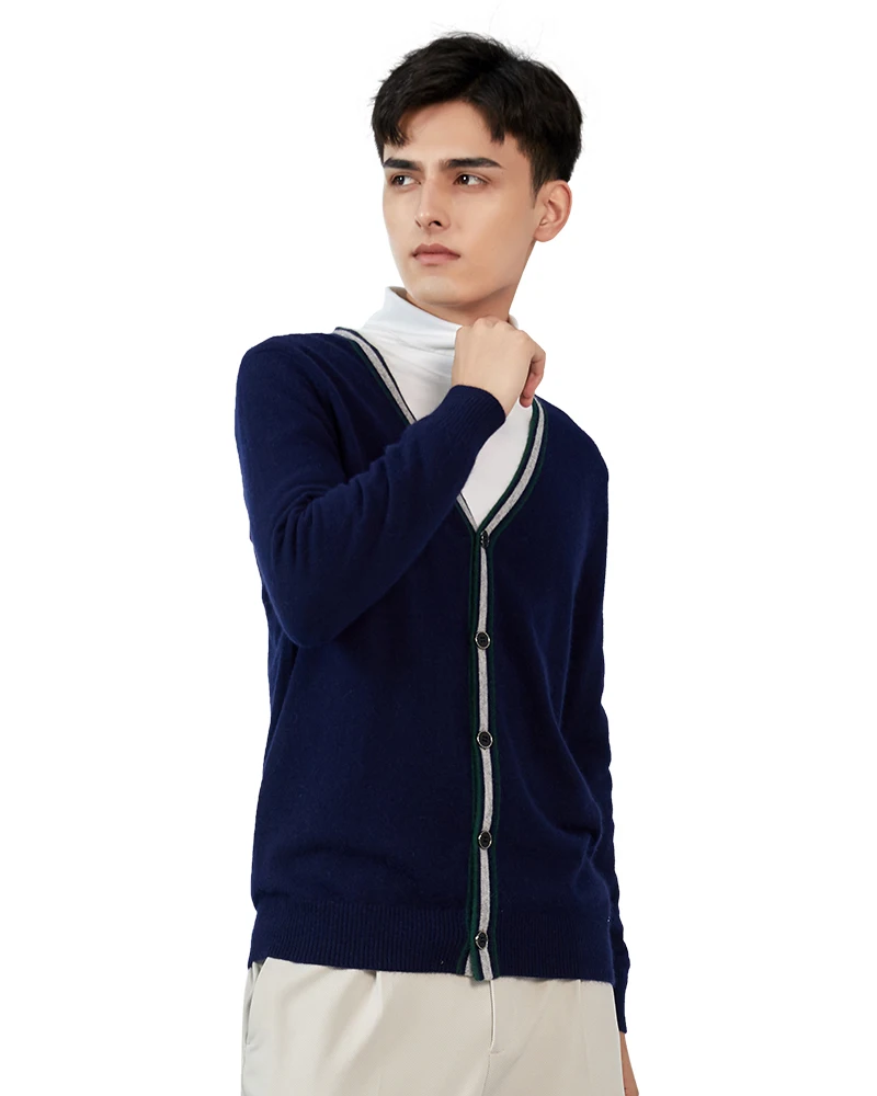 Zhili Men's 100% Cashmere Supersoft Marled Cardigan Sweater