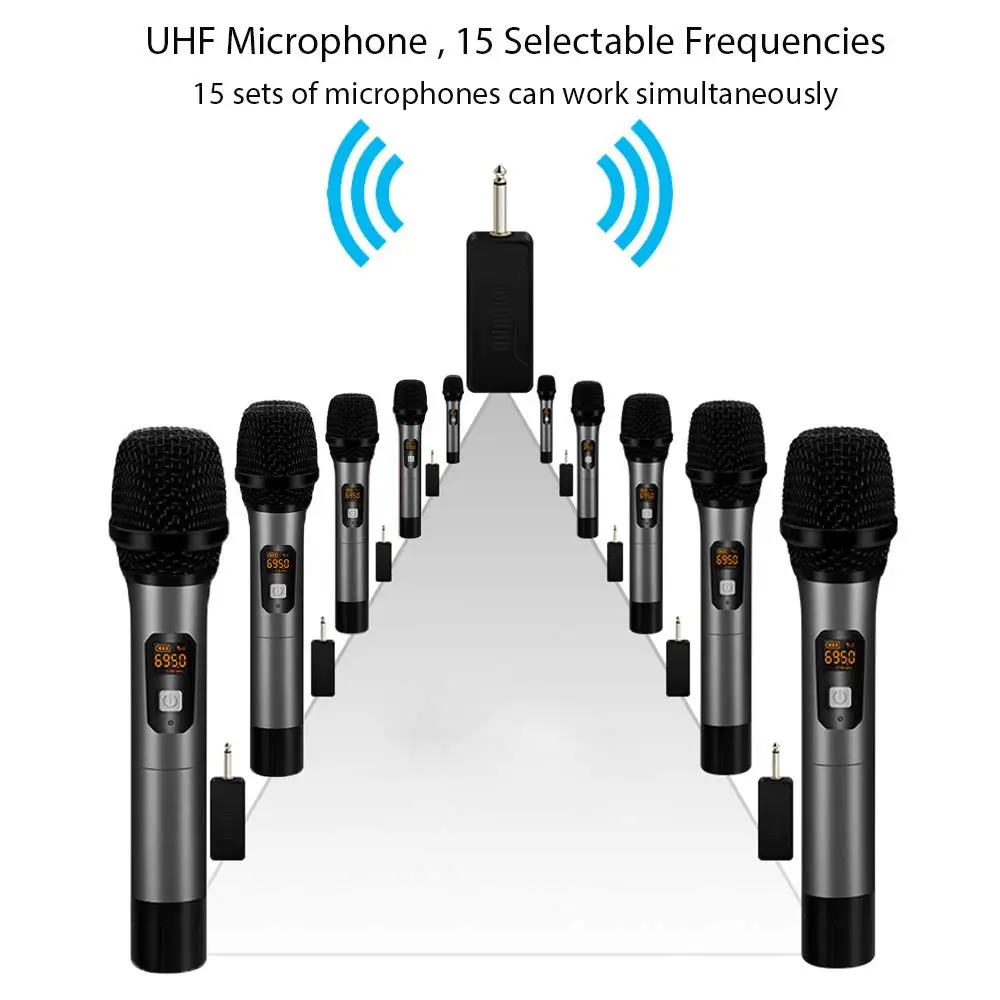 XIAOKOA UHF Ручной беспроводной микрофон, динамический портативный микрофон с цифровым дисплеем, для караоке/дома KTV/программы хост/выход