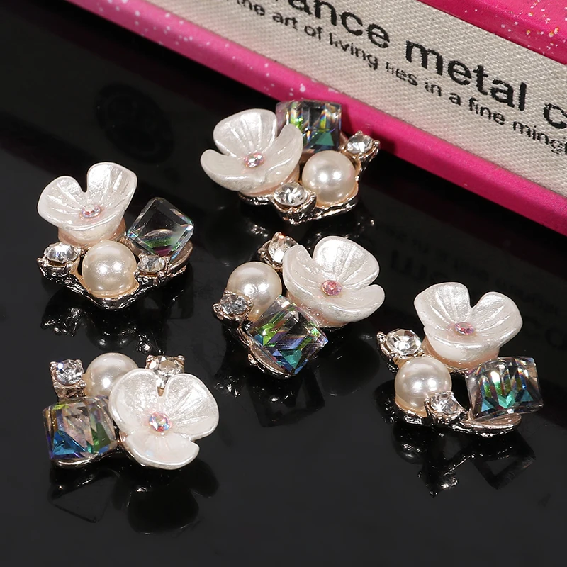2019New 100 шт AB квадратный цветочный пуговица с жемчужиной и стразами для DIY