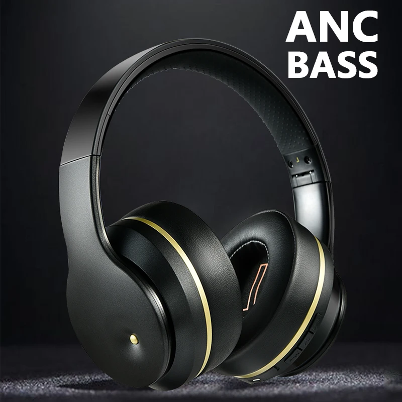 Fone de Ouvido sem Fio Fone com Micro Bluetooth Active Noise Cancelling Dobrável Fone Graves Profundos Fones Música Gaming Anc 5.0
