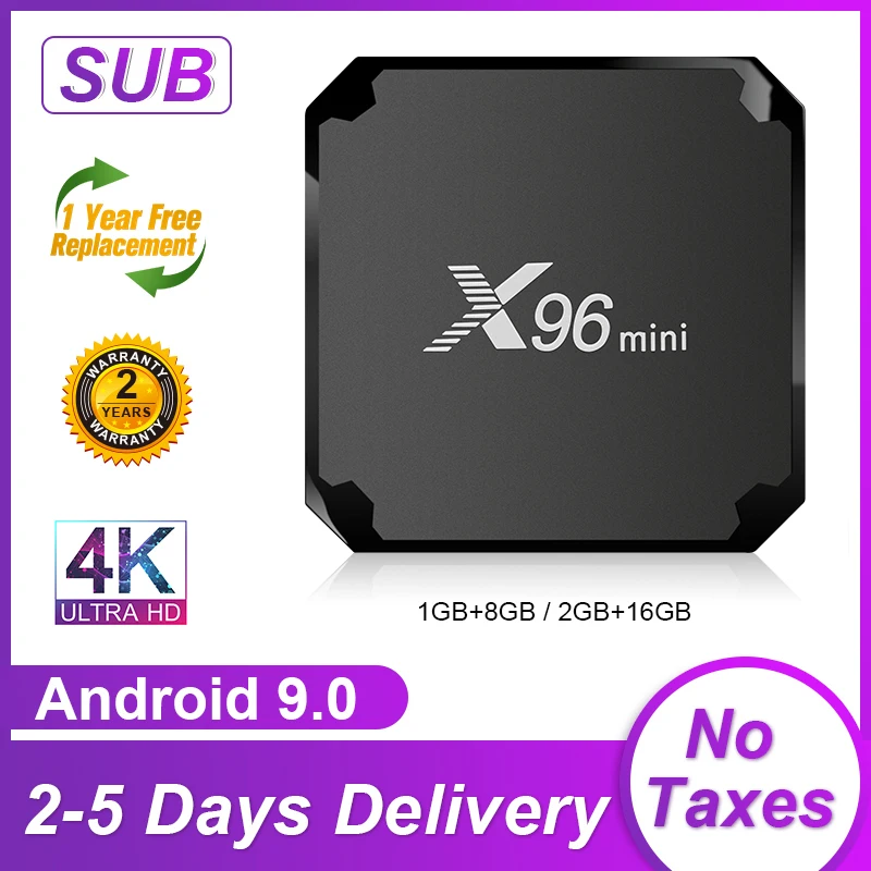 ТВ приставка X96 Mini SUB HD на ОС Android 9 0 четырехъядерный процессор S905W 2 4 ГГц Wi Fi 1 ГБ 8 16
