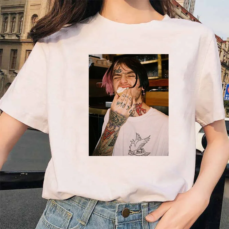 90s Графический Lil футболка с глазом Harajuku Хип-хоп футболки для женщин Cry Baby Ullzang модная футболка для мальчиков Топ-безрукавка в уличном стиле для женщин