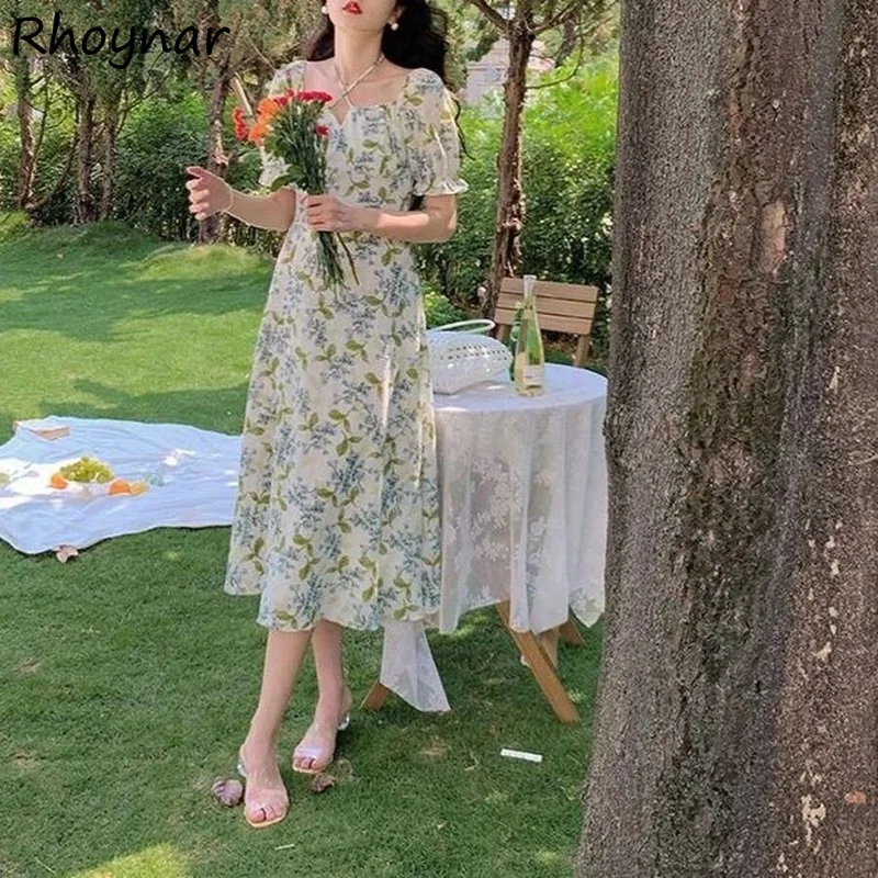 

Женское платье с коротким рукавом, зеленое нежное платье с принтом, модное повседневное яркое женское платье с Боковым Разрезом для отдыха