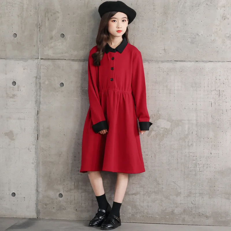 

New 2020 Winter Girls Dress Mommy and Daughter Clothes for Chidlren Thicken Velvet Red Casual Toddler Outwear Buttons,#5804