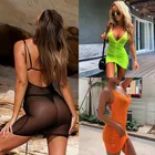 2019 Сексуальное Женское Сетчатое бикини, купальный костюм, облегающее пляжное платье, мини короткое платье, бикини