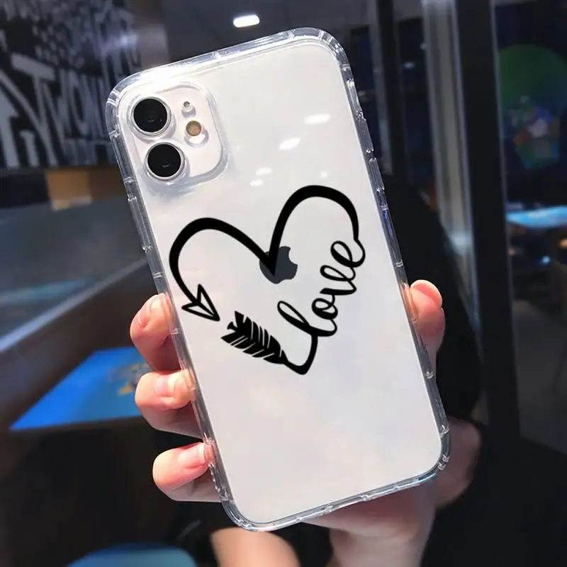 

Simple Lines Love Heart Phone Case Transparent soft For iphone 5 5s 5c se 6 6s 7 8 11 12 plus mini x xs xr pro max