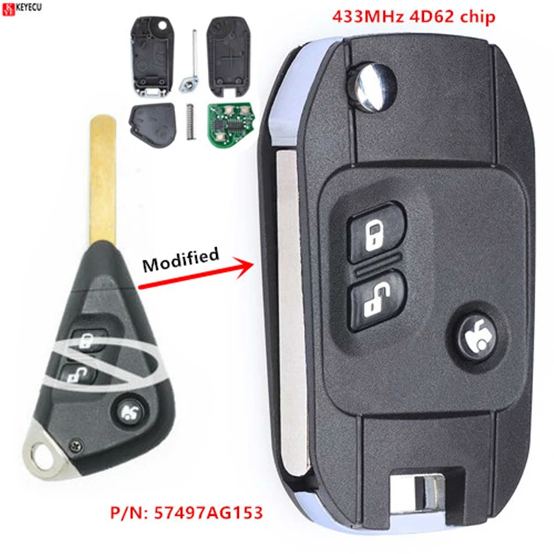 Keyecu для Subaru Outback Liberty Impreza 2003 2004 2005 2006 2007 2008 2009 2010 модифицированный флип-пульт