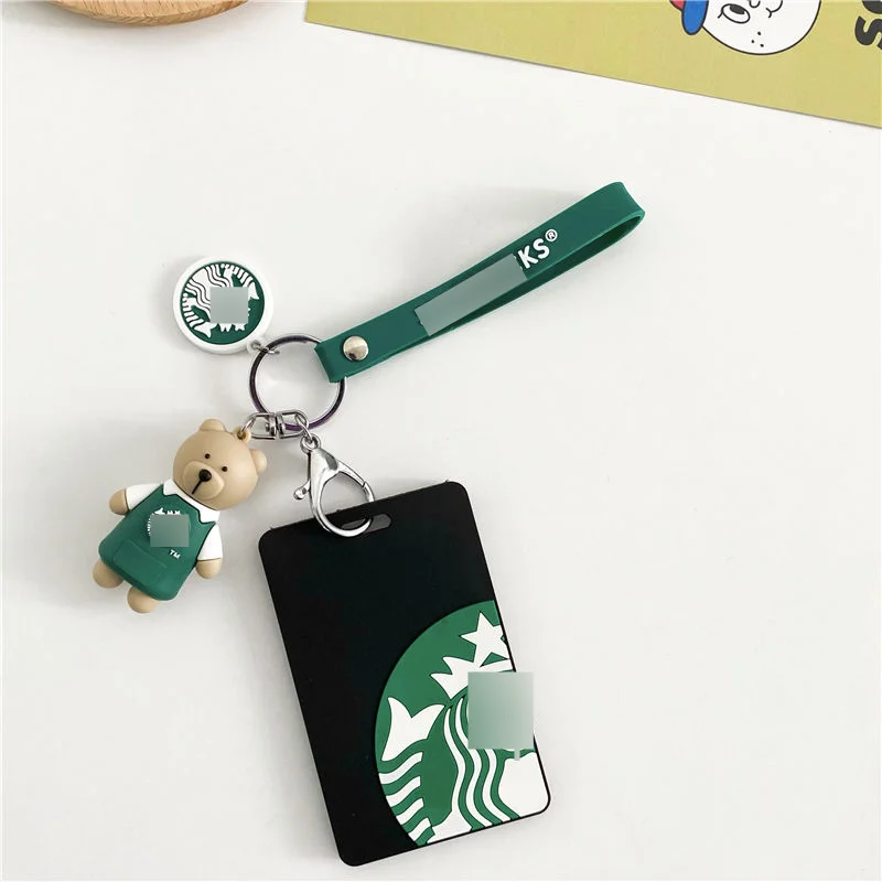 

Creative key chain subway card clip door clip bus bank card clip silicone protective cover Starbucks key pendant