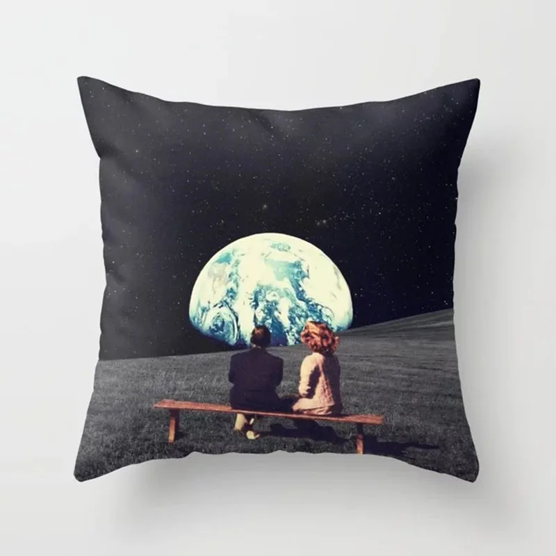 

Romantic Star Moon Earth Polyester Cushion Cover decorative Home Sofa Car Chair Seat Friend room office Kids gift pillowcase
