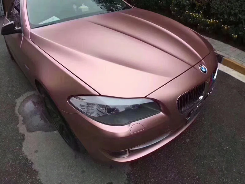 

Satin Rose Gold Vinyl Wrap Roll Self Adhesive DIY Car Sticker Wrapping Decal with Air Bubbles Release