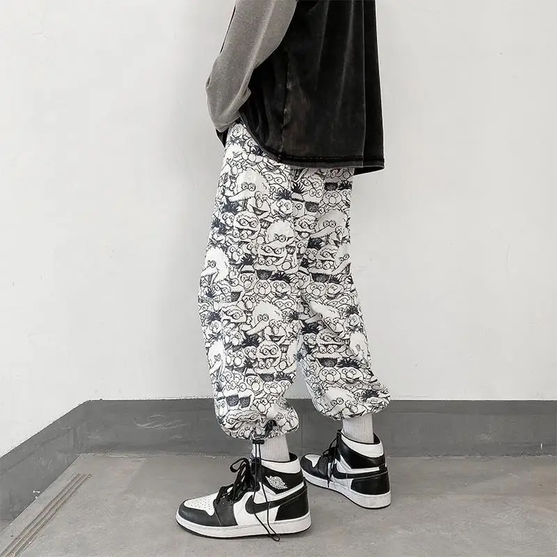 

Spring and autumn wide leg pants men's casual Hong Kong style sports pants