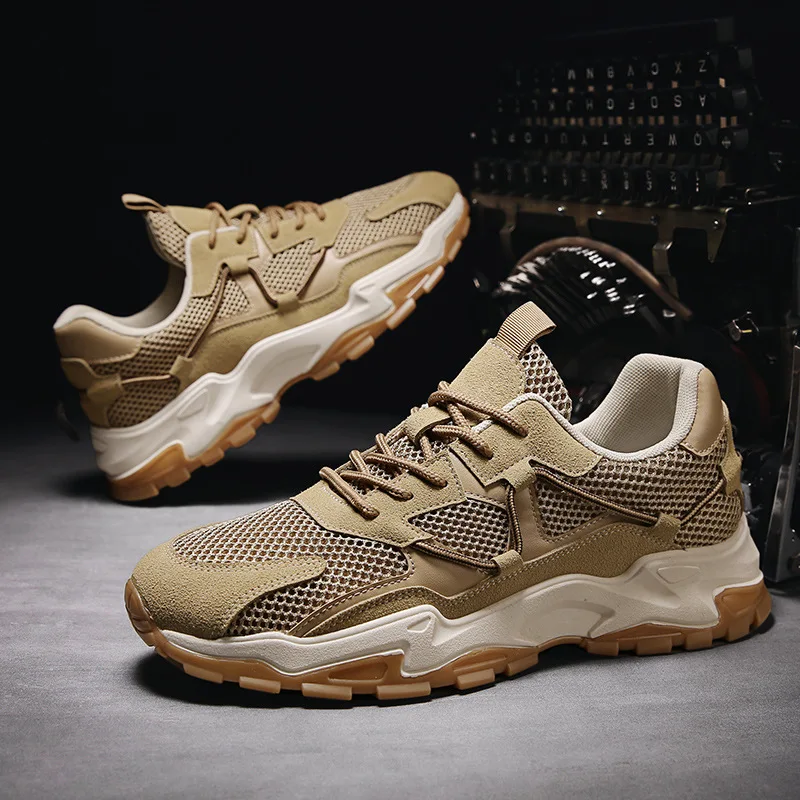 

Мужские кроссовки, дышащие сетчатые, лоскутные, повседневная спортивная обувь на платформе, удобные беговые кроссовки