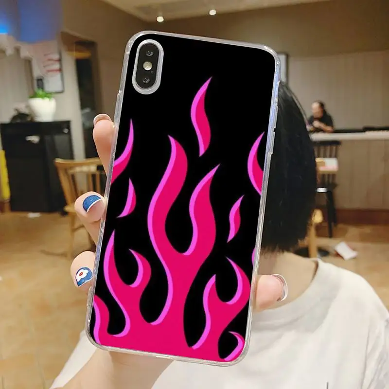 

Fashion flame Fire pattern Phone Case Transparent for iPhone 6 7 8 11 12 s mini pro X XS XR MAX Plus