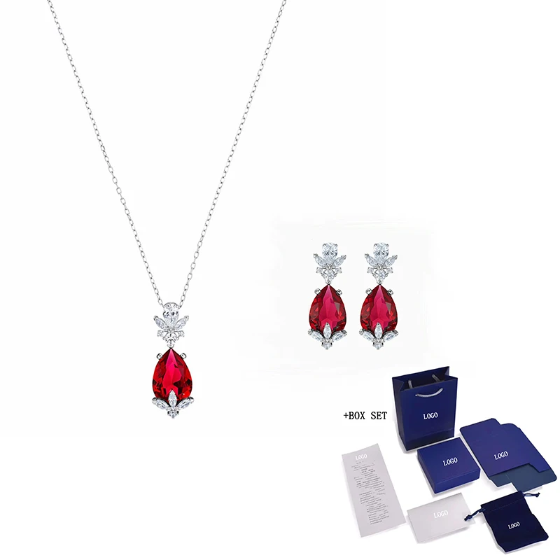 

2021 fashion jewelry SWA new red gem Louison set red frost winter leaf decoration crystal female simple elegant romantic gift