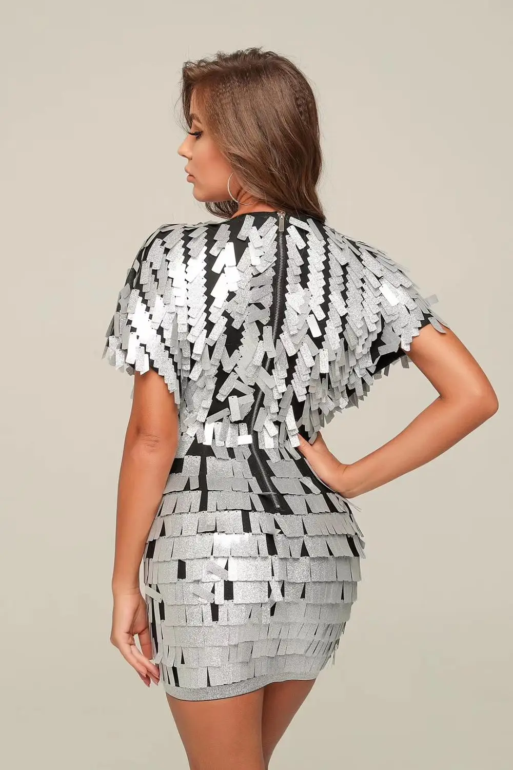 Женское Сетчатое платье с блестками вечерние платья коротким рукавом и