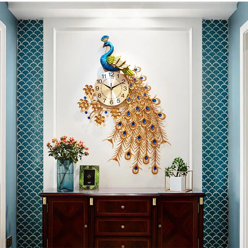 Большие настенные часы с золотистыми кристаллами Роскошный домашний декор для